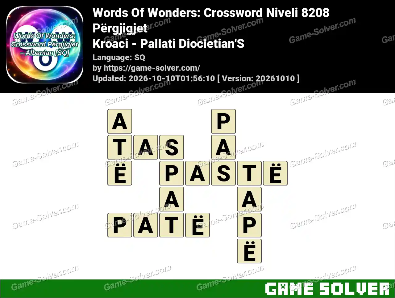 Words Of Wonders: Crossword Niveli 8208 Përgjigjet – Kroaci – Pallati Diocletian’S